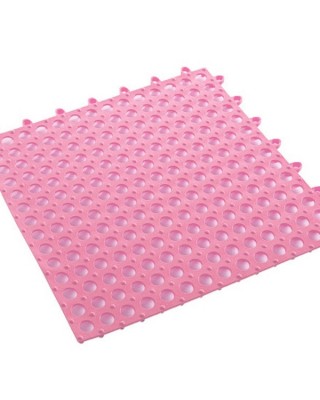 4 PCS Bathroom Anti  Slip Mat Shower Room Splicing Ground Pad  Size  30x30cm  Pink